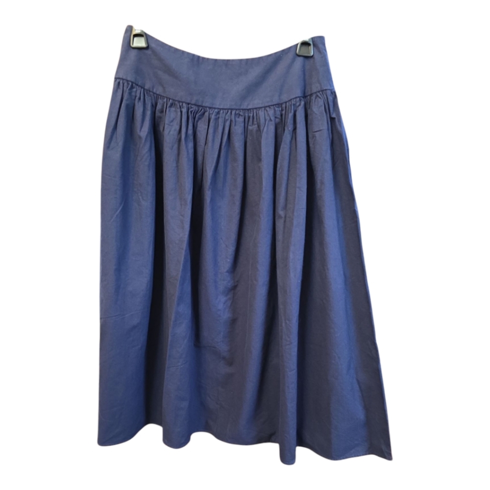 Vintage - Jessica McClintock, Gunne Sax - Navy Blue Cotton Midi Skirt - Size 11 - Picture 1 of 2
